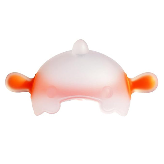 Baby chew Toy,Teether,Suitable for Baby Teething Toys Aged 0-6 and 6-12 Months,Cute and Fun Dinosaur Design,Food Grade Silicone, BPA Free, one-Piece Easy to Grip(Orange White)