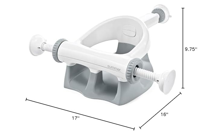 Ingenuity My Bath Seat for Sit-Up Baby Bathing, Sure & Secure Suction Cups, ASTM Safety Tested & Approved, Backrest for Assisted Sitting, Easy Setup & Storage, Gray