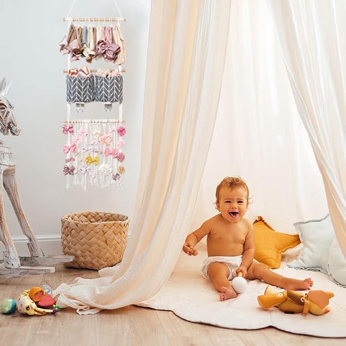 kangaroo Headband Holder Hair Bows Organizer for Baby Girls Large Capacity Bow Holder Hair Accessories Wall Hanging Organizer for Toddler Baby Girl Nursery Room Decor