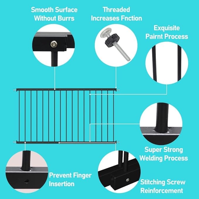 WAOWAO Black Window Safety Guards for Children Kids Toddler Pets Proof Extra Wide Tension Security Window Guard Gate for Home Fit 36.22"-61.41"(2 Piece,Black)