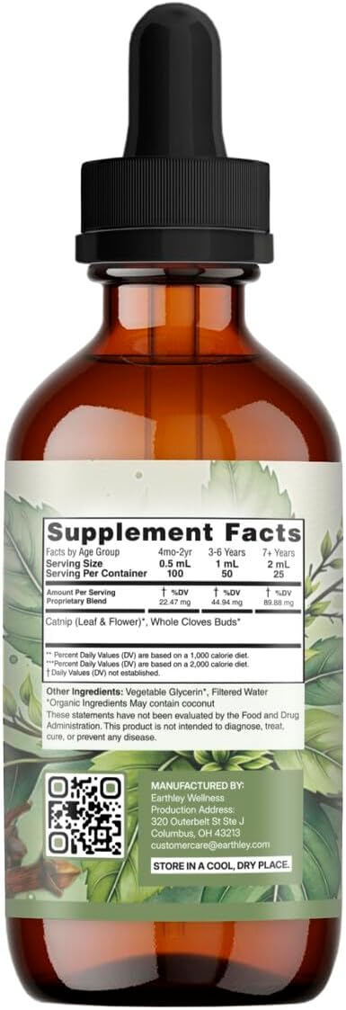Earthley Wellness Teeth Tamer, Teething Relief for Babies & Kids, Soothes Drooling, Gum Discomfort & Irritability, Organic Herbal Formula, Sugar-Free, Packaging May Vary (1.69 oz, 500 doses)