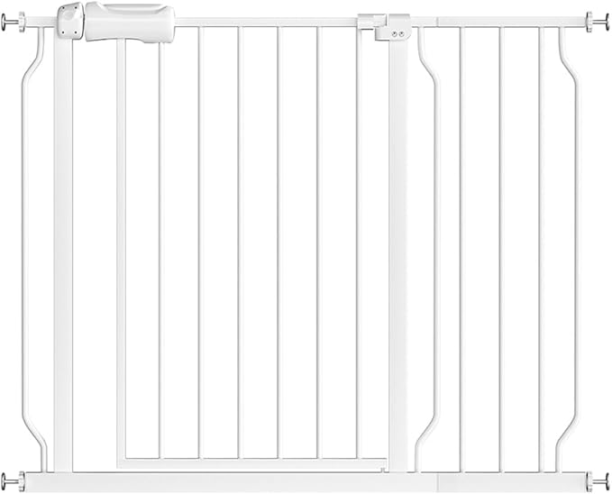 Baby Gate for Doorways Stairs Hallway 38.5 to 43.5 Inch Wide, Walk Through Child Gates with Pressure Mounted Extention Kit, Indoor Safety Child Gates for Kids or Pets