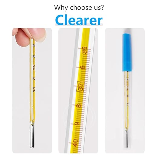 Glass Oral Thermometer for Adults and Kids 2PCS,Rectal Thermometer for Baby,Temperature Dual Scale 35-42℃ & 95-108℉,Armpit Fast Reading Fever Indicator