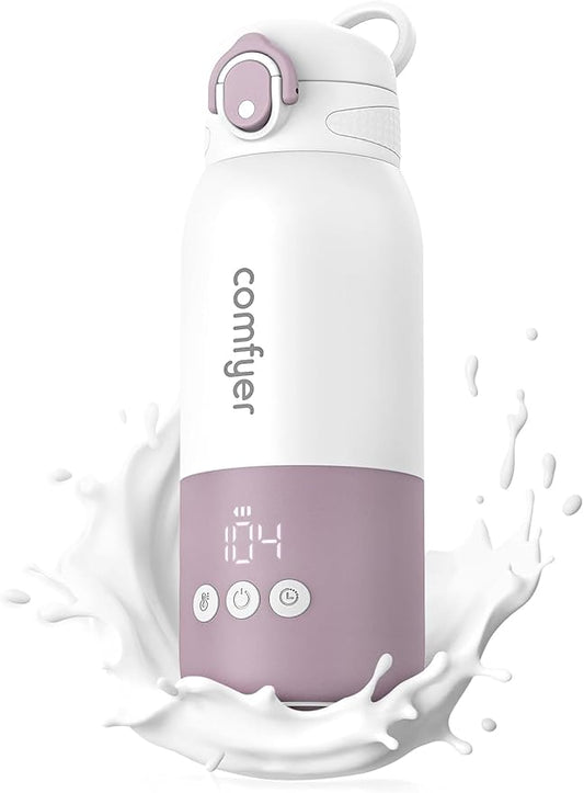 Portable Baby Bottle Warmer for Travel, Portable Milk Warmer with Fast Heating & Long Battery Life, Instant Breast Milk, Formula/Water Bottle with 12 Ounces Big Capacity, Baby Flask for Vehicle