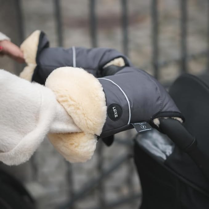 Werner Christ Baby Sheepskin Hand Warmer - GLOVY Luxe Gloves are The Ideal Baby Carriage muff Made of Medical Fur, Warm Universal and Water-Repellent Hand muff