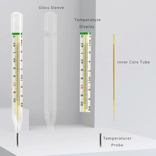 ℃&℉ Clinical Glass Thermometer for Underarm 2PCS - Classic Non Digital Thermometer for Adults - Accurate Easy Reading by AiBi TECH