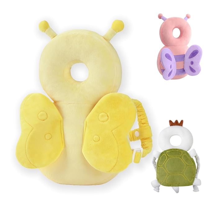 JunNeng Baby Head Protector Backpack, Toddler Walking Fall Head Protection,Yellow Butterfly