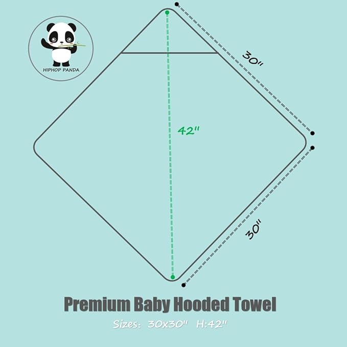 HIPHOP PANDA Hooded Towel - Rayon Made from Bamboo, Bath Towel with Bear Ears for Newborn, Babie, Toddler, Infant - Absorbent Large Baby Towel - Frog, 30 x 30 Inch