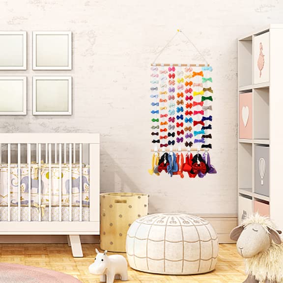 kangaroo Headband Holder Hair Bows Organizer for Baby Girls Large Capacity Bow Holder Hair Accessories Wall Hanging Organizer for Toddler Baby Girl Nursery Room Decor (Colorful)