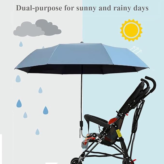 Universal Baby Parasol, Baby Stroller Sun Shade Sun Protection Sun Shade for Strollers, Waterproof Umbrella for Trolley Bike, Bicycle Umbrella with Holder Clip Clamp (sky blue)