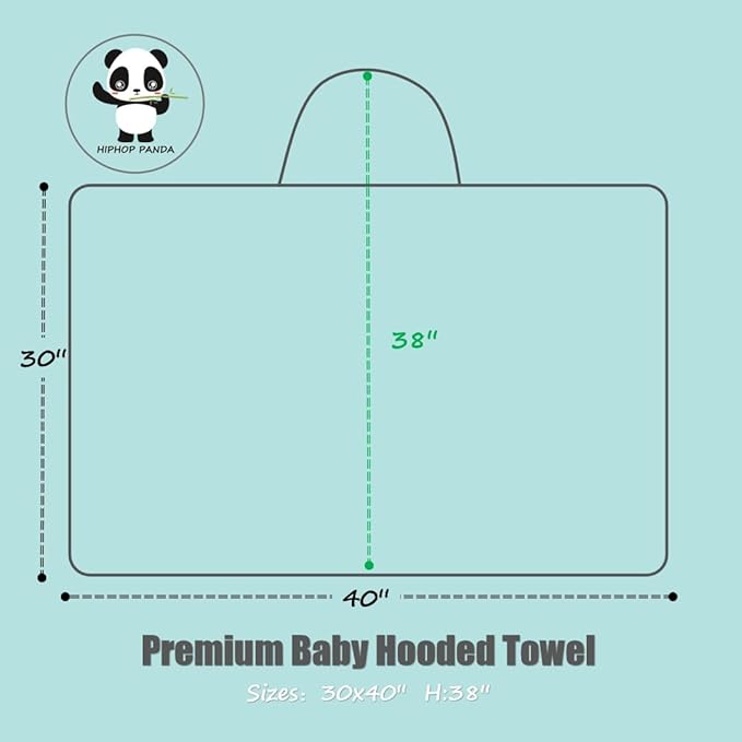 HIPHOP PANDA Hooded Towel - Rayon Made from Bamboo, Bath Towel with Bear Ears for Newborn, Babie, Toddler, Infant - Absorbent Large Baby Towel - Blue Elephant, 30 x 40 Inch