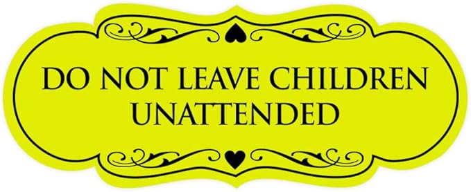 Signs ByLITA Designer Do Not Leave Children Unattended Sign(Yellow/Black) - Medium