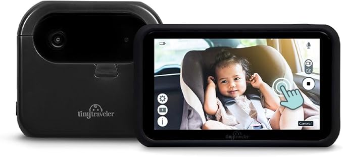 Tiny Traveler Baby Monitor - Tiny Wireless Basic Kit (TT002PBB) with Power Bank - Wireless Baby Car Monitor Camera, 8 Hours Power Bank, Night Vision, Video Record & Share, 5" Touchscreen LCD - Black