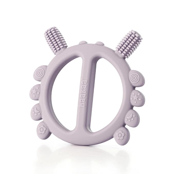 Haakaa Silicone Crab Baby Teether,Baby Toys,360ยฐBaby Toothbrush Head for Infant Self-Brushing Training,Food-Grade Silicone,Lavender