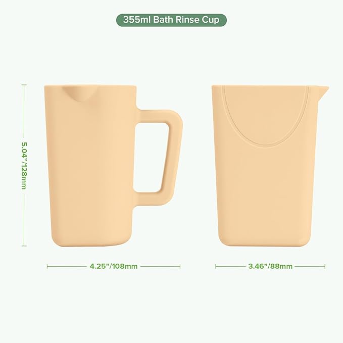 haakaa Gentle Pour Bath Rinse Cup | Food Grade Silicone Shampoo & Body Washing Rinser Cup for Kids with Easy Grip Handle - Coral