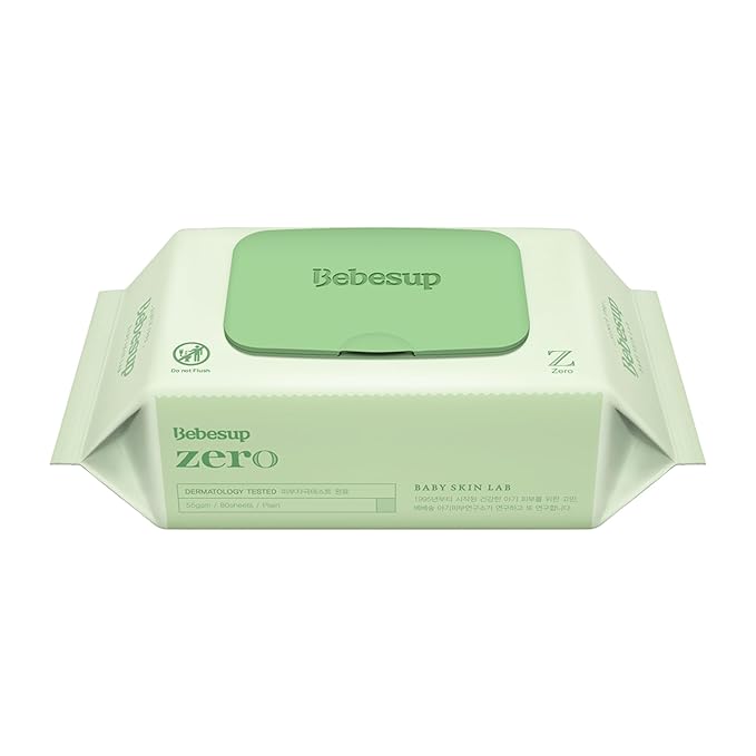 BEBESUP- Korea’s #1 Zero Harsh Chemicals Baby Wipes- Water Based Hypoallergenic Unscented Extra-Thick Organic baby wipes for sensitive skin Zero skin irritants Flip-Top 640 Count (80 Count 1 Pack)
