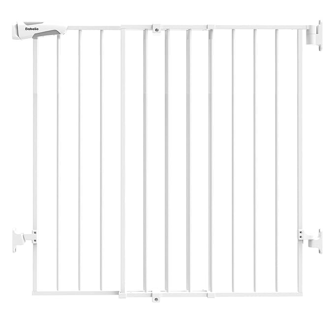 Babelio Baby Gate for Stairs, Kitchen & Doorways, 26-41" W 34" H Extra Tall| No Bottom Bar| Easy Installation| One-Handed Operation| Auto-Close| Hardware Mount Safety Dog/Pet Gate Indoor (White)