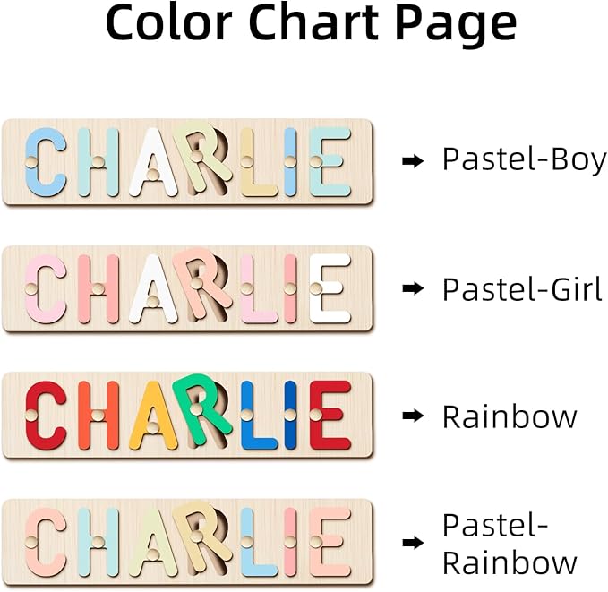 Personalized Name Puzzle - Custom Wooden Puzzle for Toddlers 1-3 - Unique Baby Shower, Christmas & 1st Birthday Gift for Boys and Girls - Keepsake Montessori Toy (Basic)