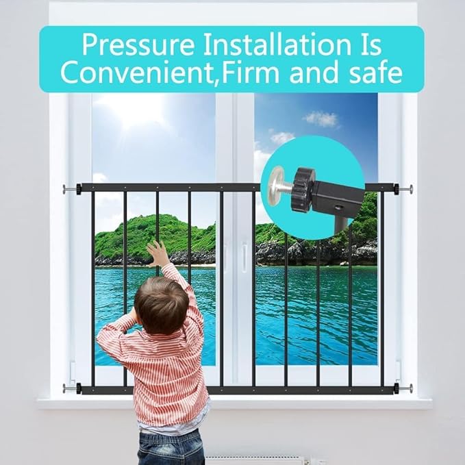 WAOWAO Black Window Safety Guards for Children Kids Toddler Pets Proof Extra Wide Tension Security Window Guard Gate for Home Fit 36.22"-61.41"(2 Piece,Black)