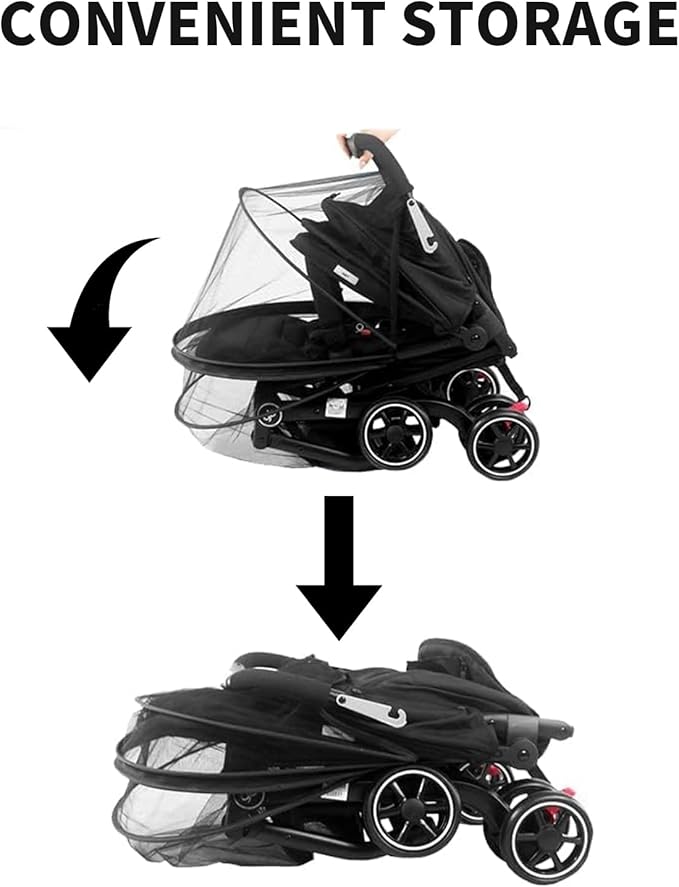 Mosquito Net for Stroller,Encrypted Stroller Mosquito Net Full Cover with Double Zipper,Breathable & Foldable Netting for Baby Cover(Black)