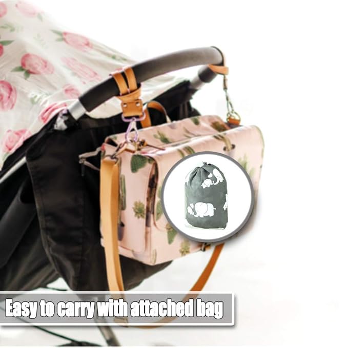 Portable Shopping Cart Cover, High Chair and Grocery Cart Covers for Babies, Kids, Infants & Toddlers, Attached Carry Bag (Simple White Elephant)