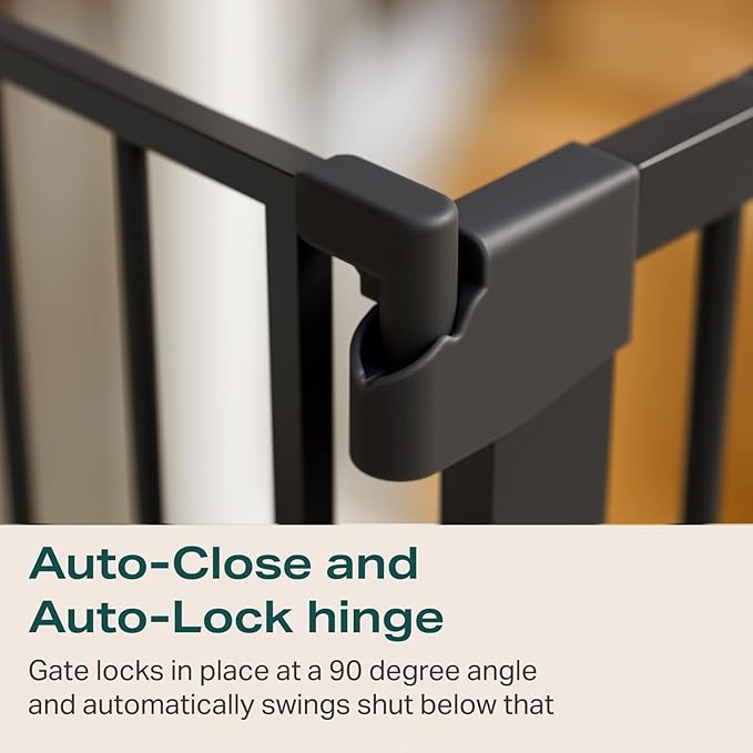 Cumbor 36" Extra Tall Baby Gate for Stairs, 29.7-40.6" Wide Dog Gate for Doorways, Pressure Mounted Auto-Close Pets Gates for Dogs Indoor, Durable Safety Child Gate, Mom's Choice Awards Winner, Black