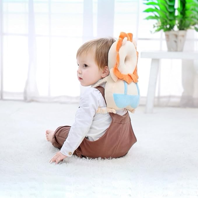 PandaEar Baby Head Protection Backpack, Toddler Walking Head Protector, Adjustable Head Protector Pad Safety Cushion (Orange)