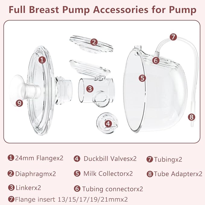 2 Pack CaraCups Wearable Milk Collection Sets and 10pcs Flange Inserts 13/15/17/19/21 * 2pc for Spectra S1 S2 9 Plus and SG, Fit for Spectra/Medela/Lansinoh 24mm Wearable Breast Pump Collection Cup