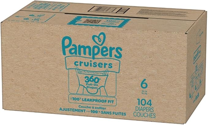 Pampers Diapers - Cruisers 360 - Size 6, 104 Count, Babyproof up to 100% Leakproof Pull-On Diaper