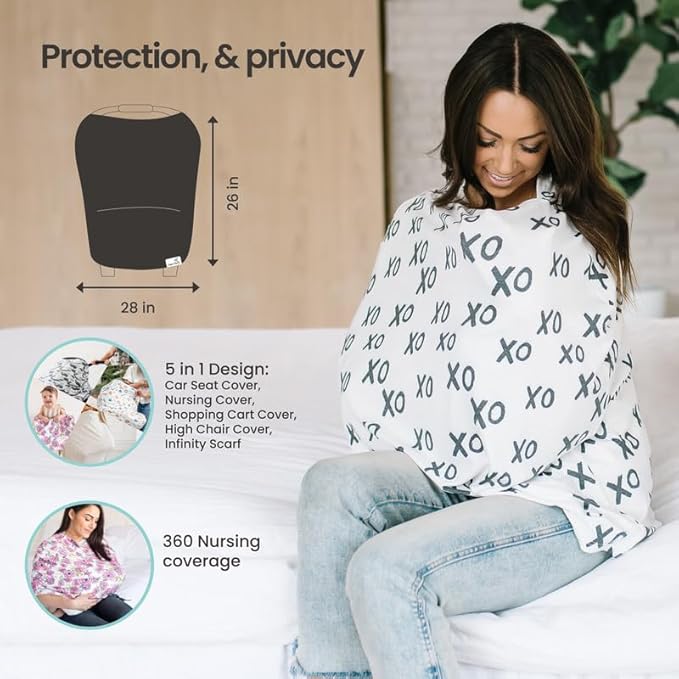 Copper Pearl Multi-Use Cover: Car Seat Covers, Nursing Cover, and Stroller Cover for Sun - Stretchy Fabric, All-Season Use, Stylish Designs, Easy Access for Moms - Caroline