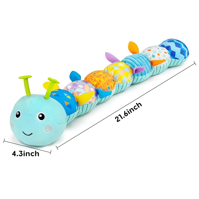 Baby Tummy Time Toys 0-6 Month Musical Stuffed Animal Plush Caterpillar Toy for Infant 6-12 Month Teething Sensory Toy with Crinkle Rattle Babies 0-3-6 Month Newborn Boy Girl Birthday