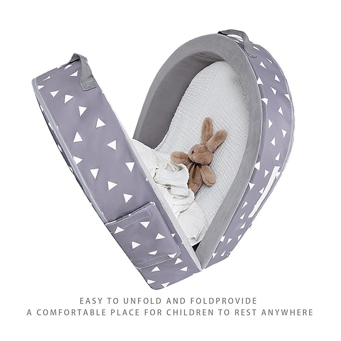 Mooedcoe Foldable Toddler Floor Bed with Sides, Folding Toddler Bed for Travel Kid Foam Sleeping Cot