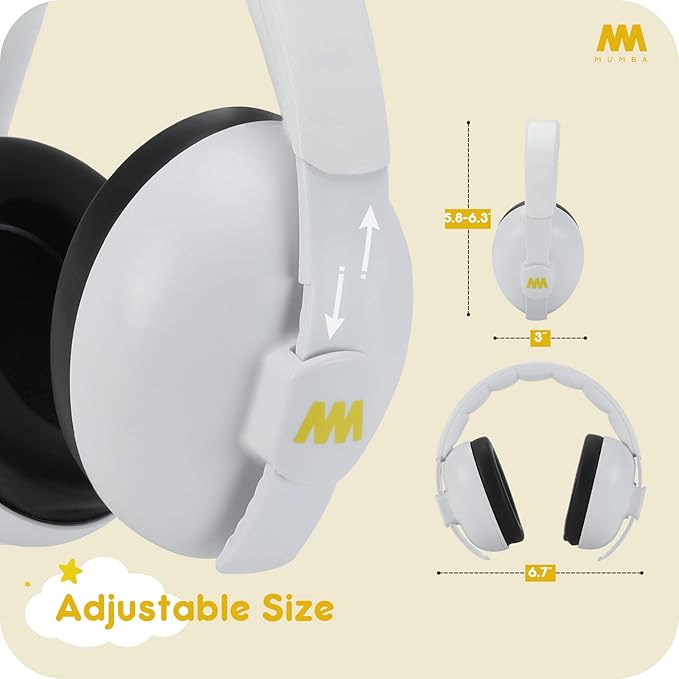 Mumba Baby Ear Protection Noise Cancelling Headphones - Earmuffs for Babies and Toddlers - Ages 3-24+ Months