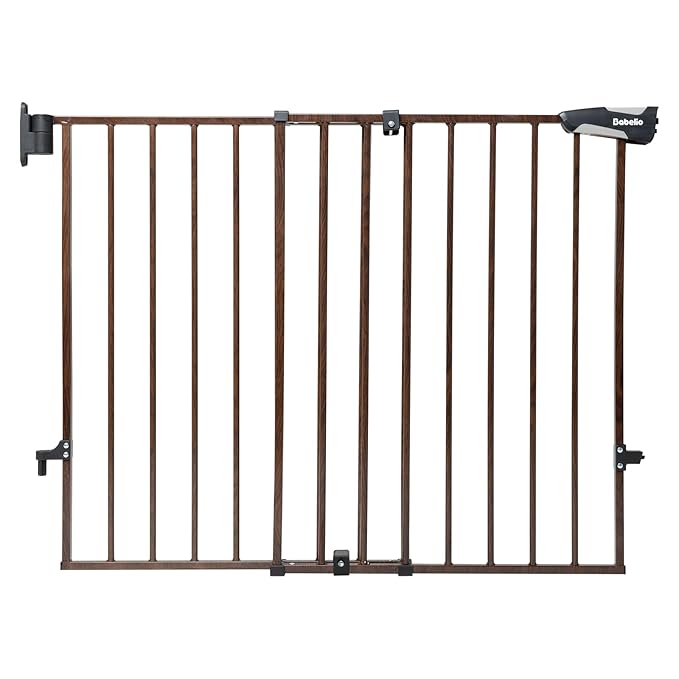 Babelio Baby Gate for Stairs, Kitchen & Doorways, 26-41" W 28" H No Bottom Bar| Easy Installation| One-Handed Operation| Auto-Close| Hardware Mount Safety Dog/Pet Gate Indoor (Black Wood Pattern)