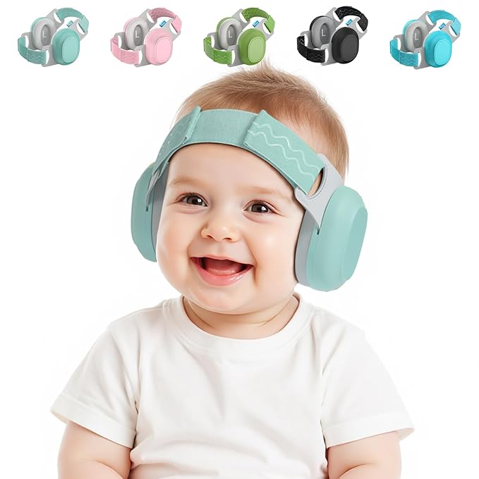 Bella's Friends Baby Ear Protection for Infants&Toddlers(3–48 Months) - Lightweight 24dB Noise Cancelling Headphones - Safe fit & Comfort Earmuffs - Improve Sleep - Baby Travel Essential, Sage Green