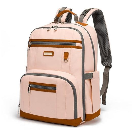 Diaper Bag Backpack, Large Baby Nappy Bags with Portable Changing Pad for Boys and GirlsMultifunction Travel Baby Bag for Moms Dads, Shower Gifts Waterproof and Stylish,Light Powder