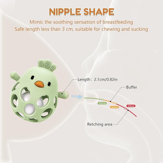 MCGMITT Baby Teething Toys for 3-6 Months, Easy Grasp Silicone Infant Rattle Teether Toy for 0-12 Months, BPA-Free Food Grade Baby Montessori Sensory Toys, Soft Infant Chew Toys for Teething Relief