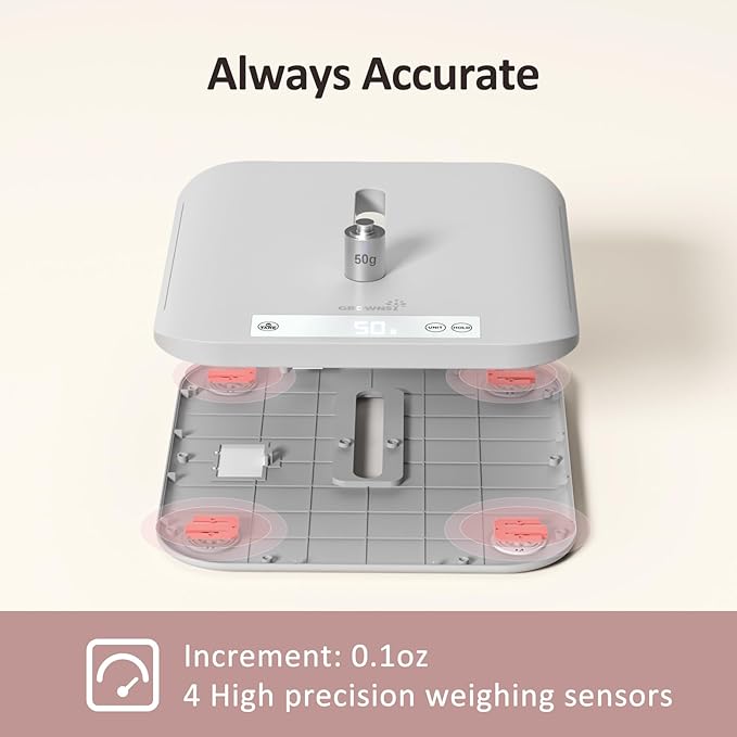 Multifunctional Baby & Pet Scale - Weigh Up to 330lbs, Digital with Hold Function, Height Measurement, 5 Units, LED Screen Grey