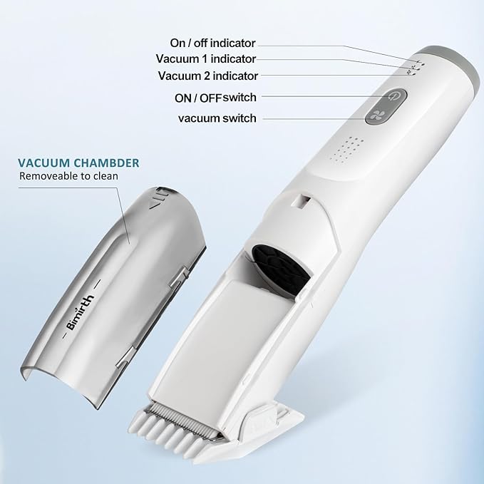Bimirth Baby Hair Clipper with Vacuum - Hair Trimmer for Kids and Toddlers - Waterproof, Rechargeable, Cordless Hair Cutting Machine for Children (with Bag)