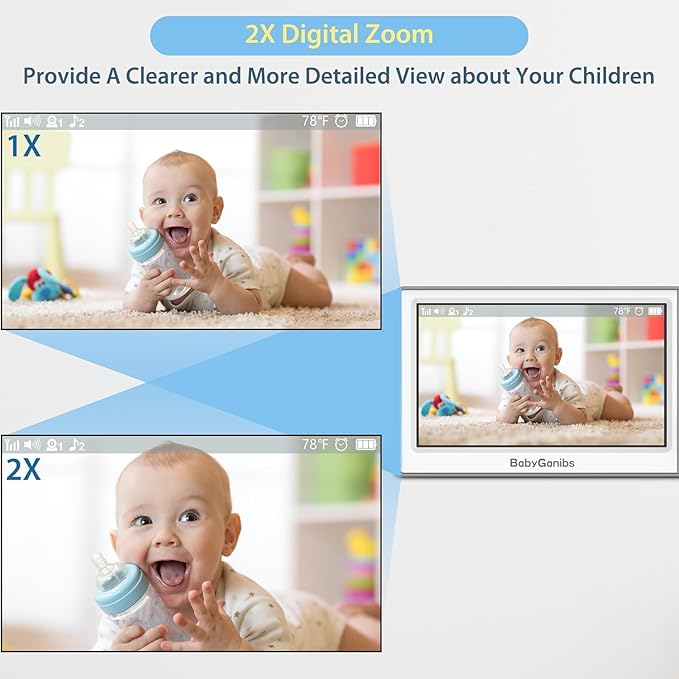 Baby Monitor with 4 Cameras Standby for 23-Hour Battery, Remote Control 4.3'' IPS Video Baby Monitor No WiFi Up to 1000ft Range, ECO, Night Vision, Temperature, 2-Way Talk, 8 Lullabies
