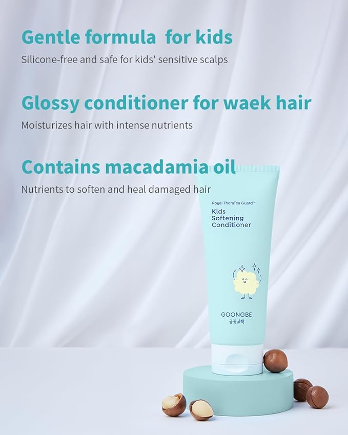 Korean Kids Silicone-Free Silky Shampoo & Conditioner for Weak Frizzy Hair - Glossy Shine & Tangle Prevention - Low pH - Allergen-Free, 10.1oz & 6.76oz