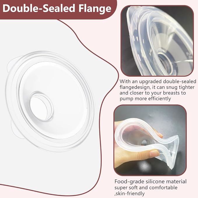 2 Pack CaraCups Wearable Milk Collection Sets and 10pcs Flange Inserts 13/15/17/19/21 * 2pc for Spectra S1 S2 9 Plus and SG, Fit for Spectra/Medela/Lansinoh 24mm Wearable Breast Pump Collection Cup
