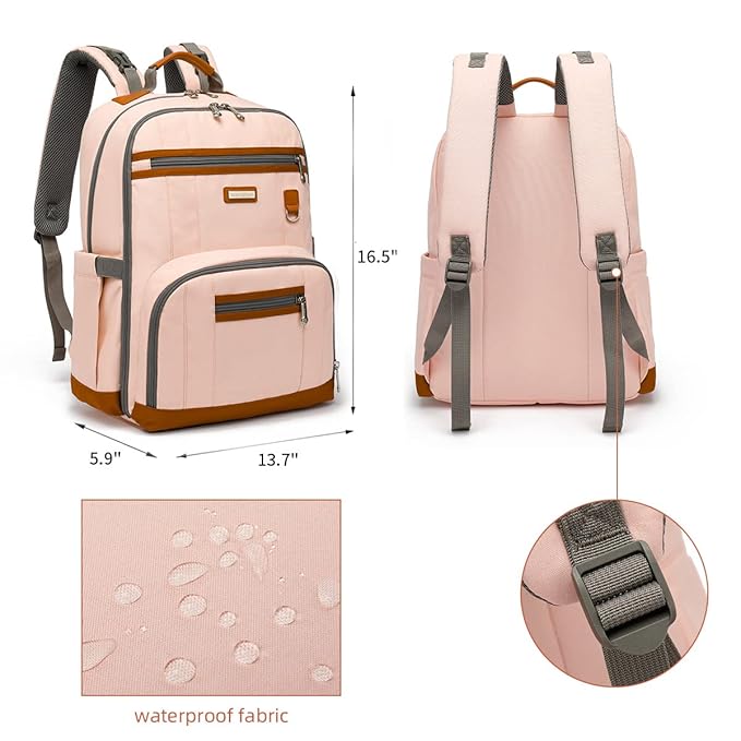 Diaper Bag Backpack, Large Baby Nappy Bags with Portable Changing Pad for Boys and GirlsMultifunction Travel Baby Bag for Moms Dads, Shower Gifts Waterproof and Stylish,Light Powder