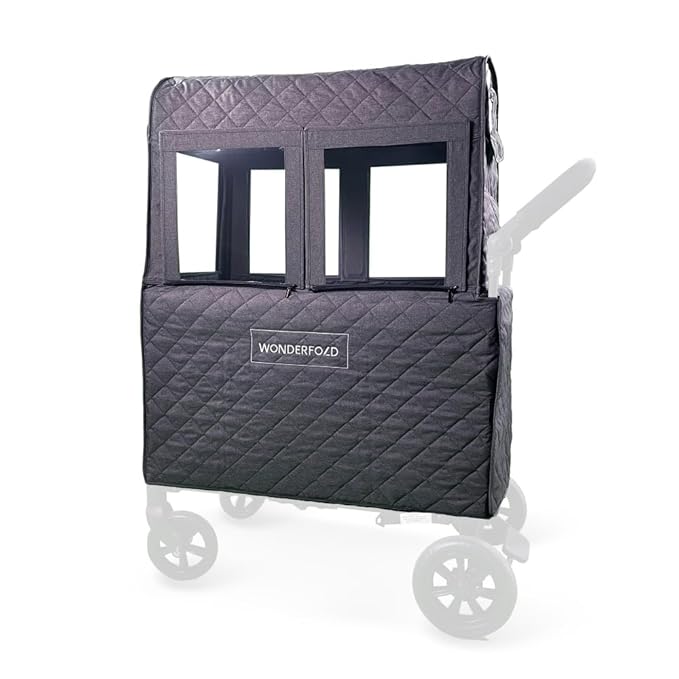 WONDERFOLD Cold Weather Shield Stroller Cover for Winter Made of Premium Breathable Cationic Fabric Filled with Cotton for Warmth, Hook-and-Loop Window Openings (Fits Only W2 OG)