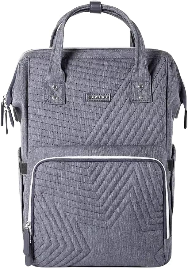 SUNVENO Diaper Bag Backpack Large Capacity Baby-Bag with Changing Pad & Stroller Clips Diaper-Backpack Travel Essentials Nappy Bag Organizer for Baby Care with USB Charging Port, Grey