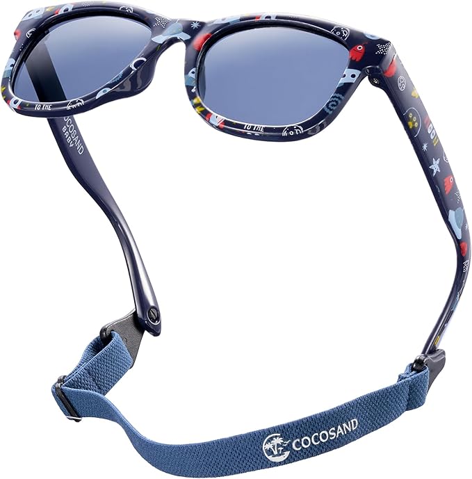 COCOSAND Flexible Polarized Baby Sunglasses with Strap UV Protection for Toddler Infant Girl Boy Age 0-24 Months