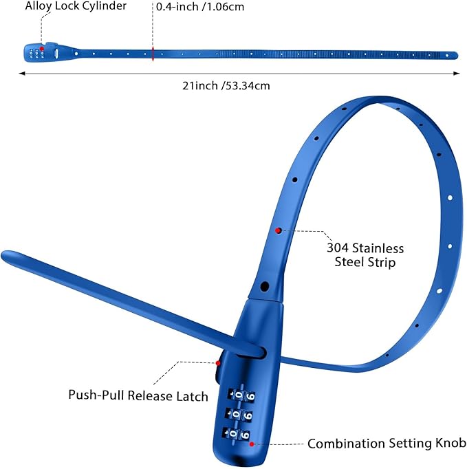 Adjustable Babyproof Lock, Easy Install on Cabinets, French Fridges, French Door, Baby Carriages, Kids Bikes, Helmet, Gates, Suit for Child & Adults, Versatile Safety Solution (3 Pack Blue)