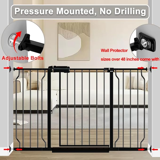 Fairy Baby Extra Wide Baby Gate 85.8-90.5 Inch Wide, Walk Through Pressure Mounted No Drill, Long and Large Tension Gate for Pet and Kids