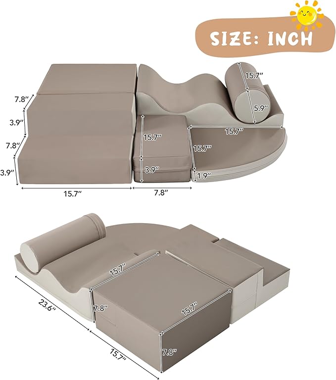 Merax Climbing Toys for Toddlers, Soft Climb and Crawl Playset Indoor Baby Soft Foam Blocks for Climbing, Crawling, 6-Piece