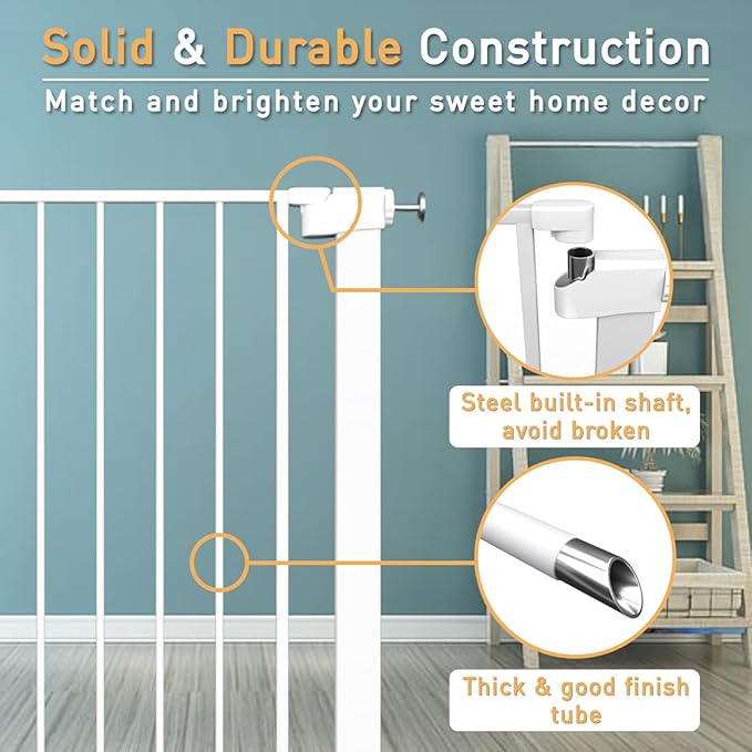Extra Tall Baby Gate Stand 38" Tall - 65.35"-68.11" Wide Extra Long Large Walk Through Pet Gate for Kids or Pets - Metal Pressure Mounted Safety Gate